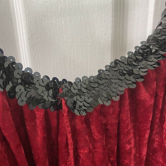 Woman's M 'Vampire Witch Halloween Costume Dress Medieval Red Sparkly Velour - Picture 4 of 13